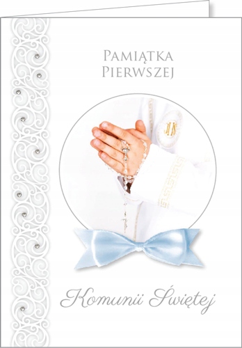 

Kartka Pamiątka Komunii z życzeniami błękit GM426