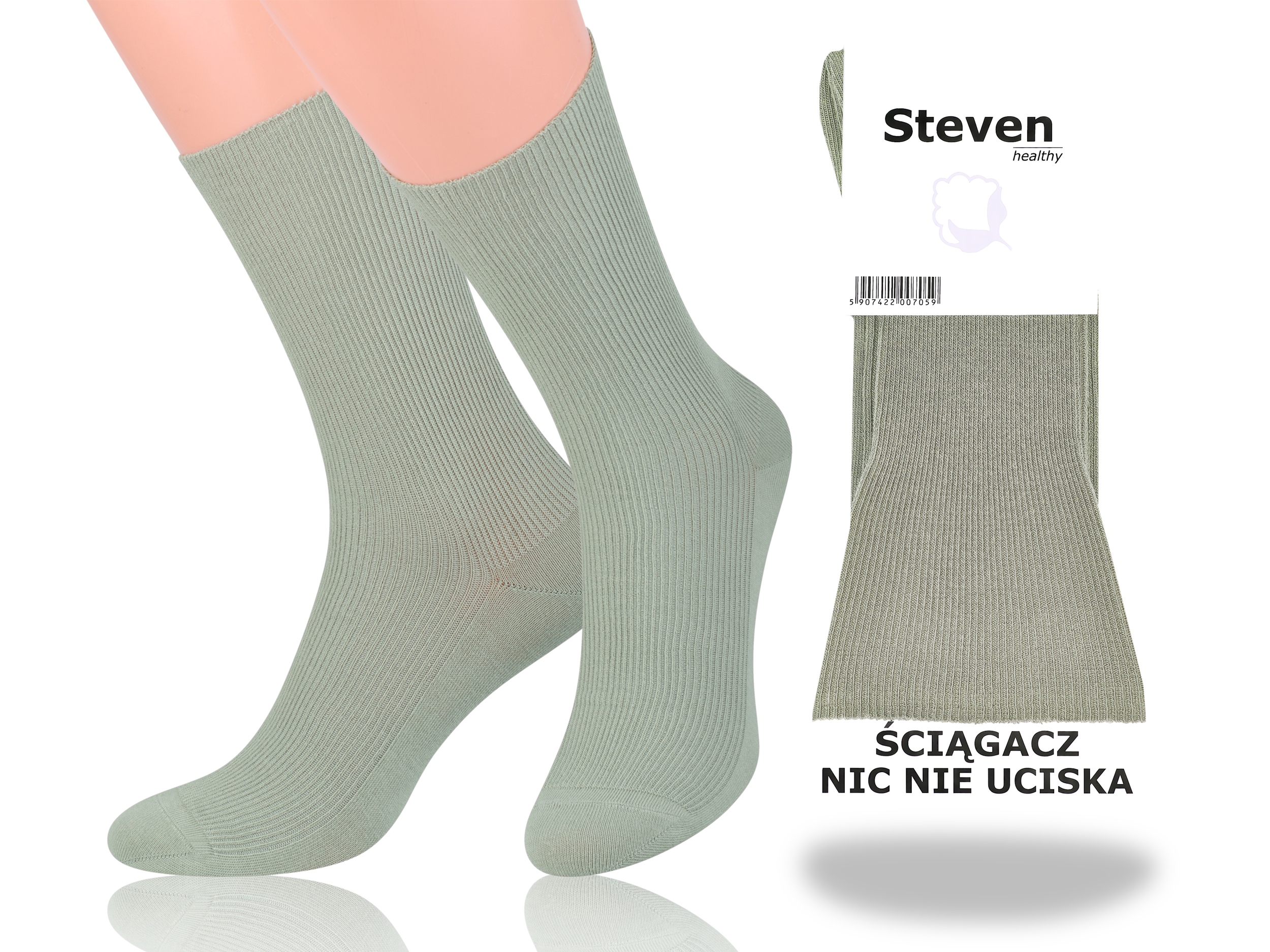 

Steven 018 Skarpety Bezuciskowe Oliwkowy 35-38