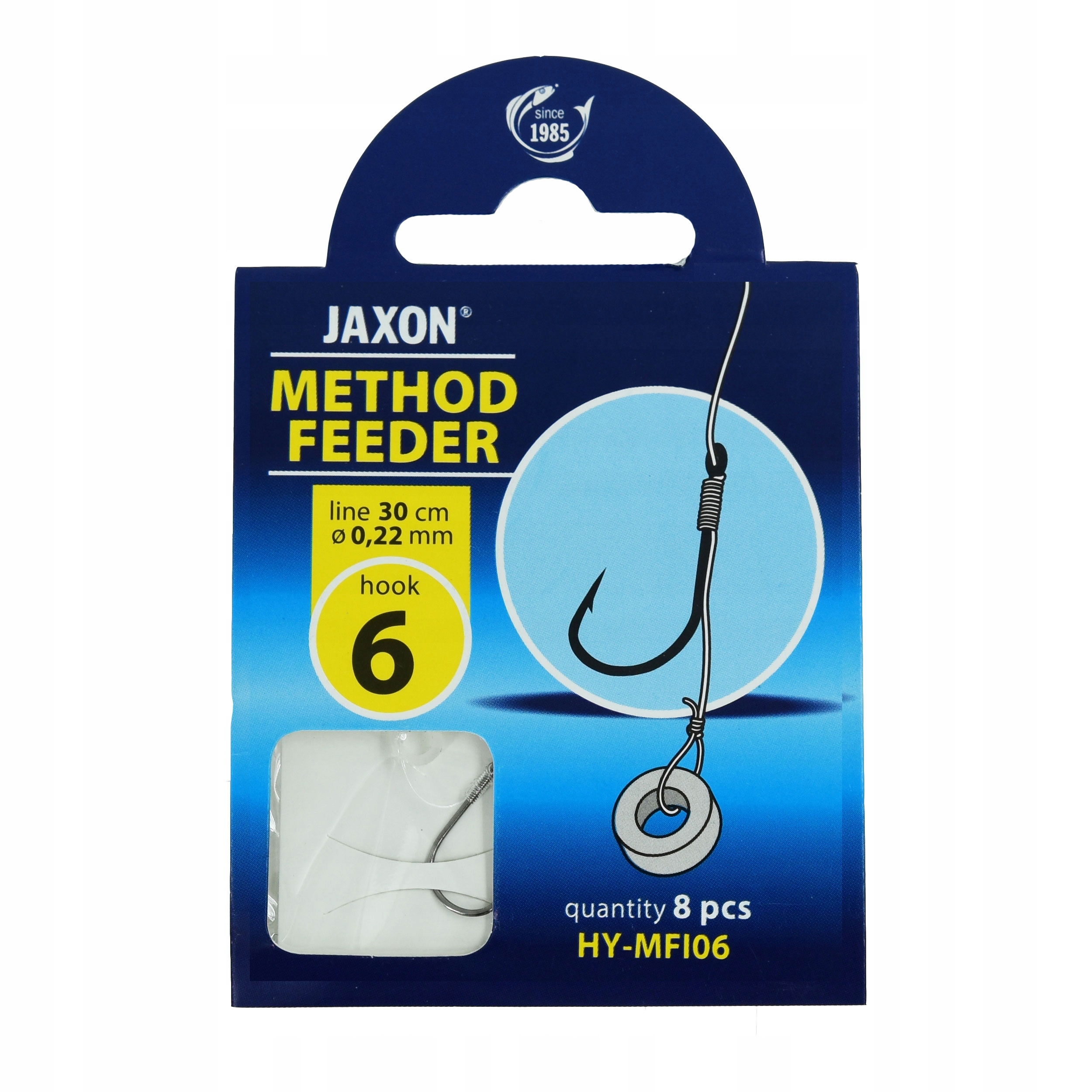 Haczyki gruntowe Jaxon Method Feeder z przyponem z włosem 0.22mm #6 8szt.