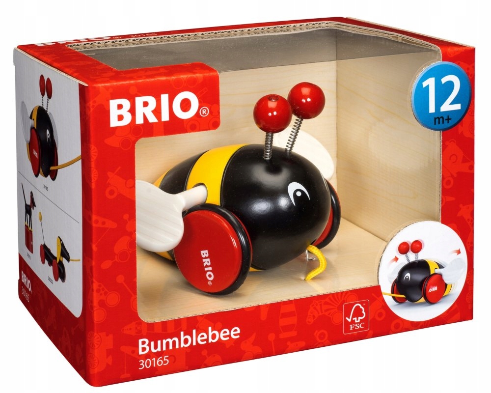 BRIO DREWNIANA PSZCZÓŁKA DO CIĄGNIĘCIA Z RUCHOMYMI SKRZYDŁAMI 016500