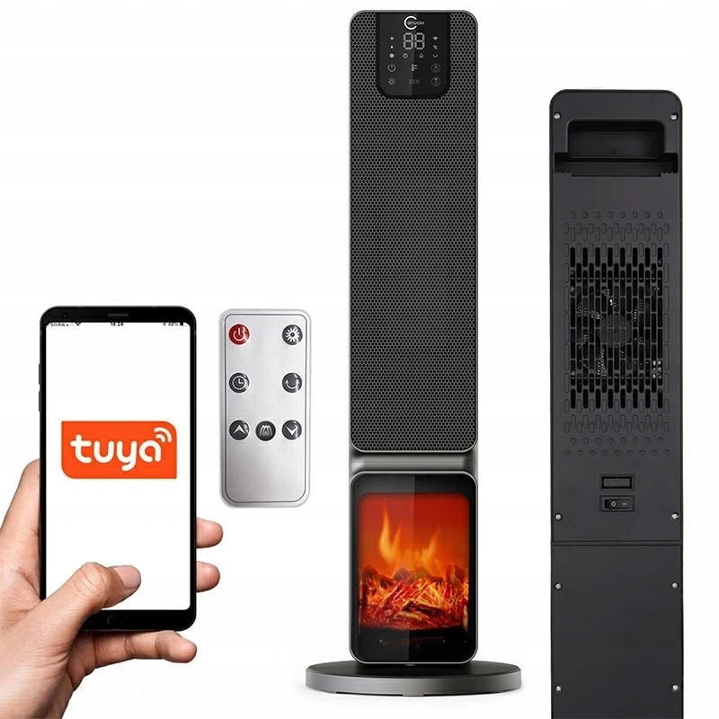 Gotel Carruzzo Q20L Topení ventilátorové, sloupevé s imitací krbu Wifi