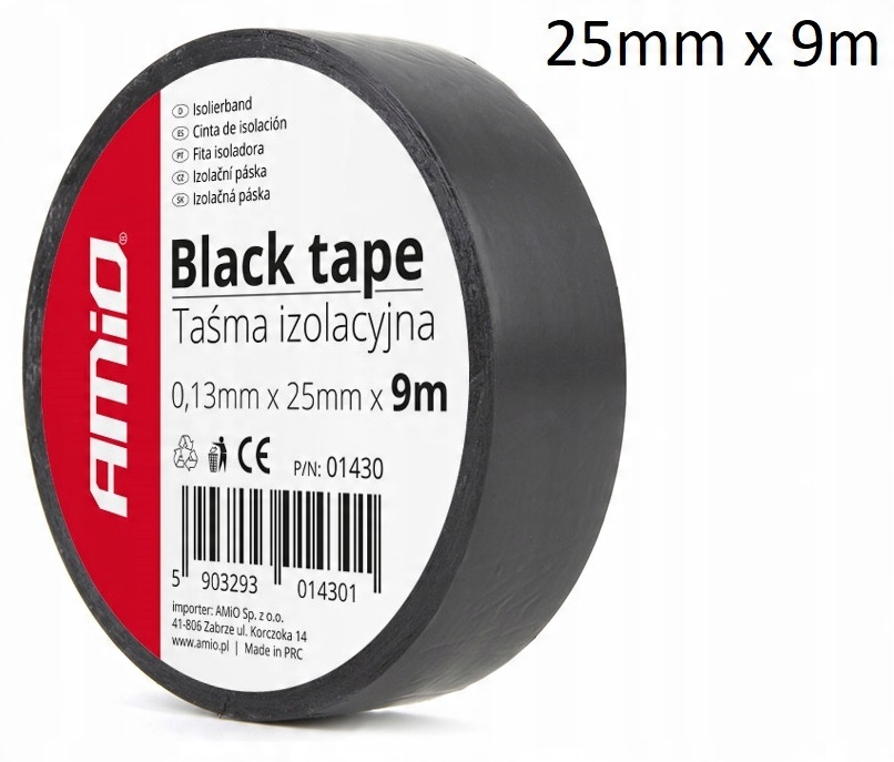 

Taśma izolacyjna czarna 25mm x 9metrów szkot