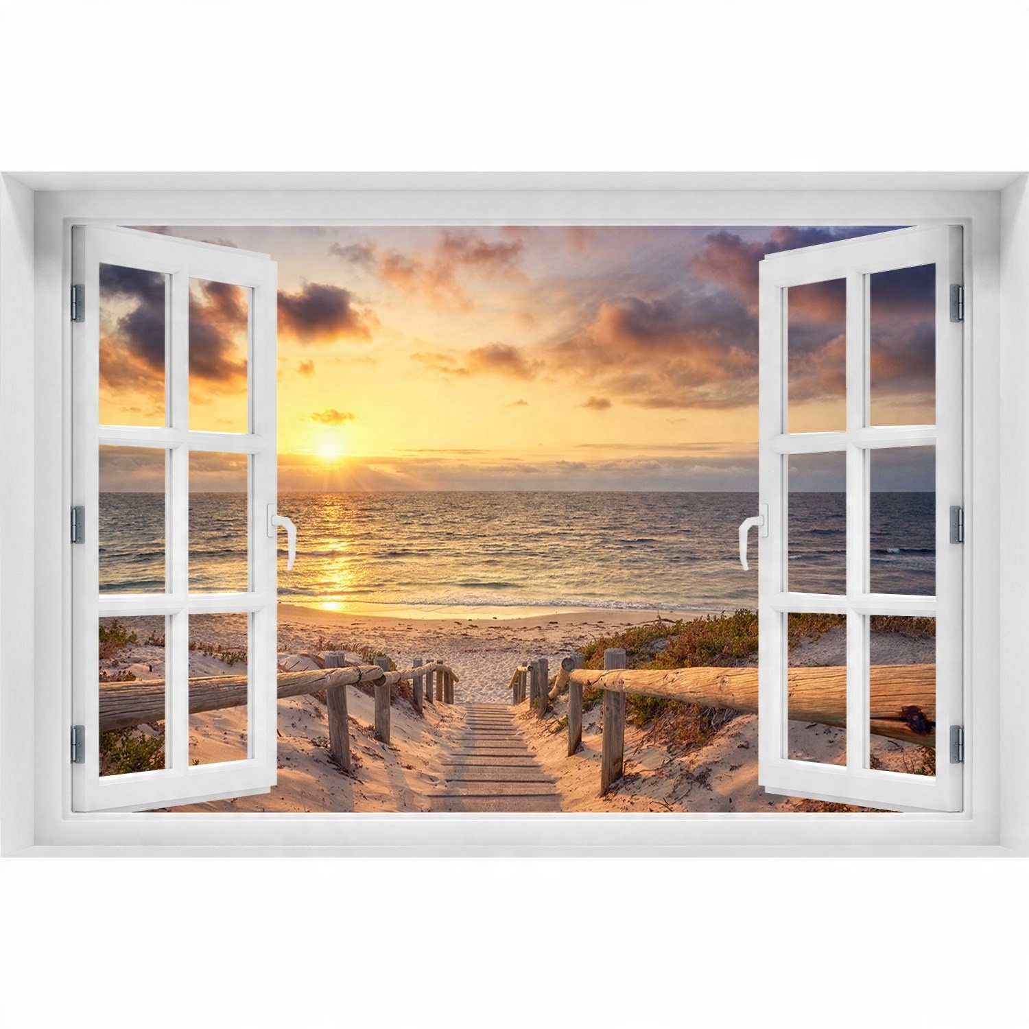 

3D Okno Naklejka na ścianę Ścieżka na plażę