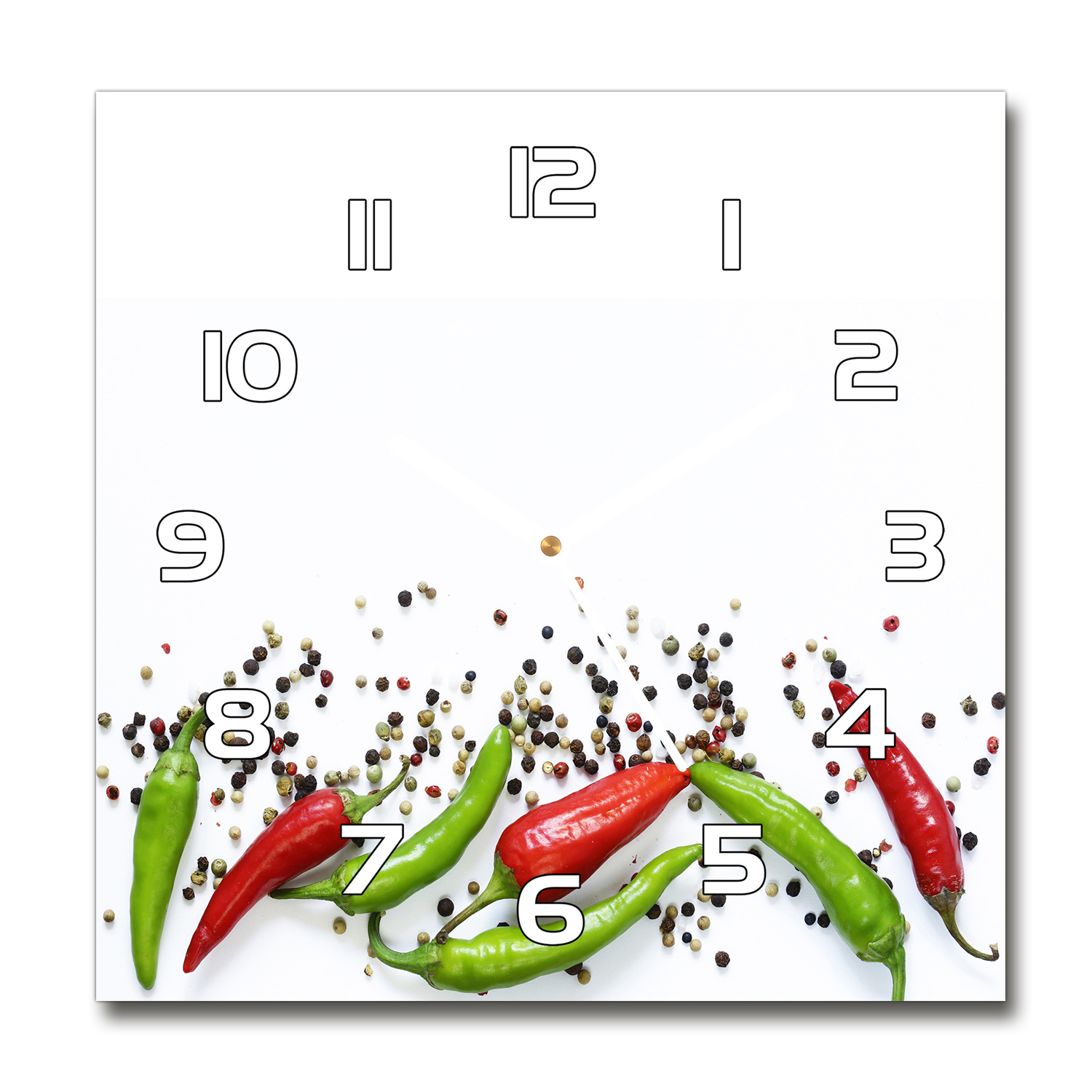 

Zegar szklany kwadratowy Papryczki chilli 30x30 cm