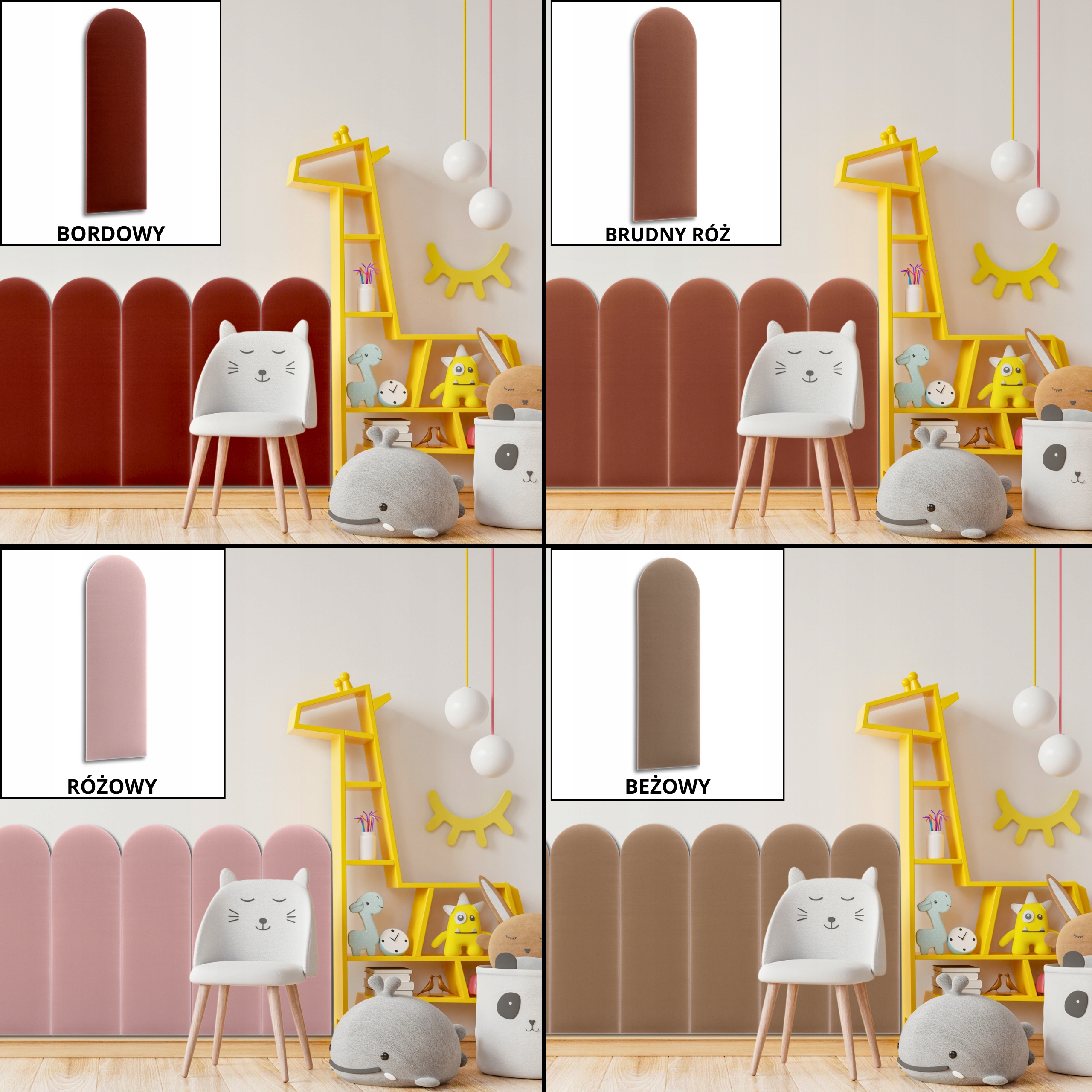 Panele Tapicerowane WELUR PŁOTEK 30x80 RÓŻOWY Miękkie Panele Płotki Kształt wzoru płot