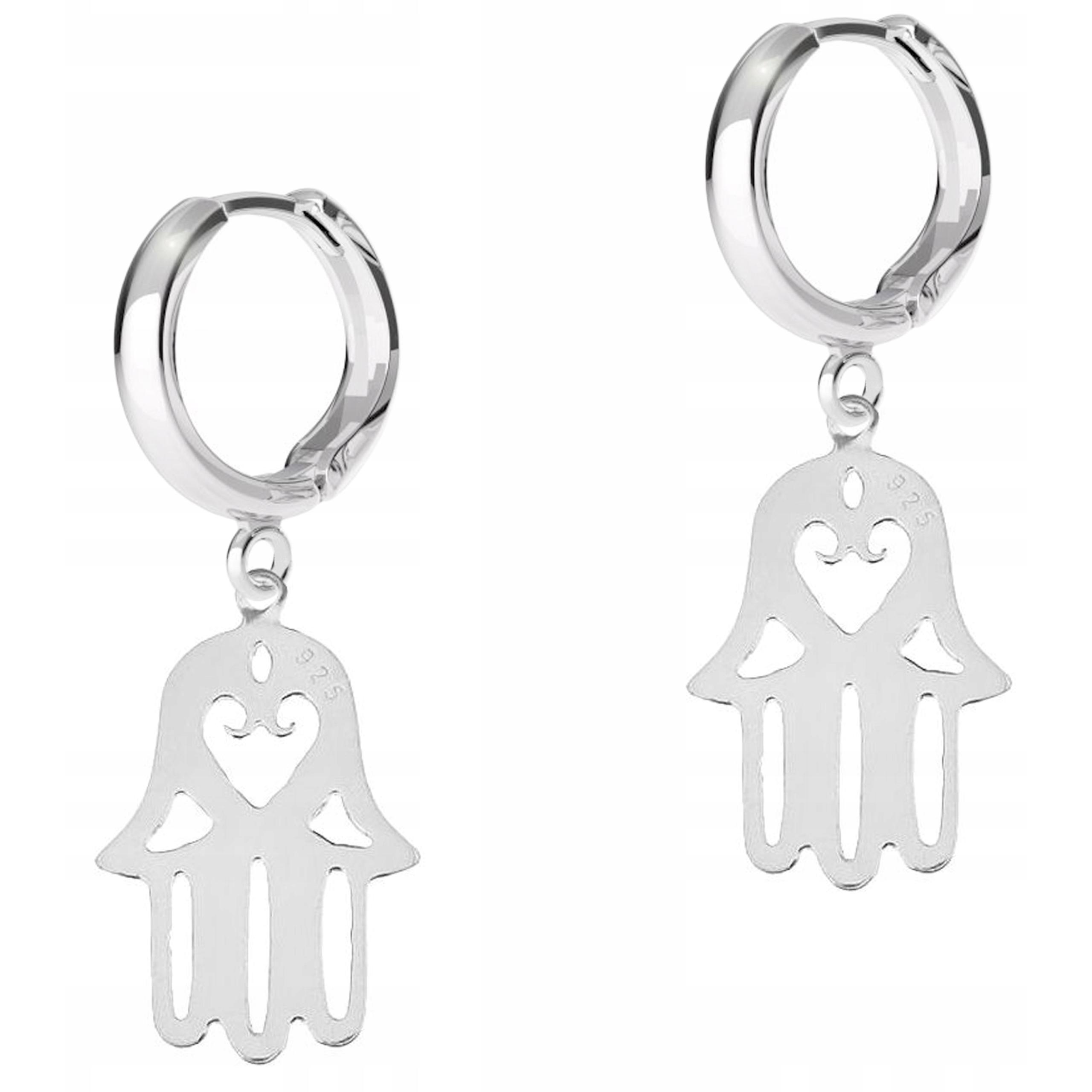 Stříbrné Náušnice Plechy s rukou prozřetelnosti Ažurové ruce Stříbro 925