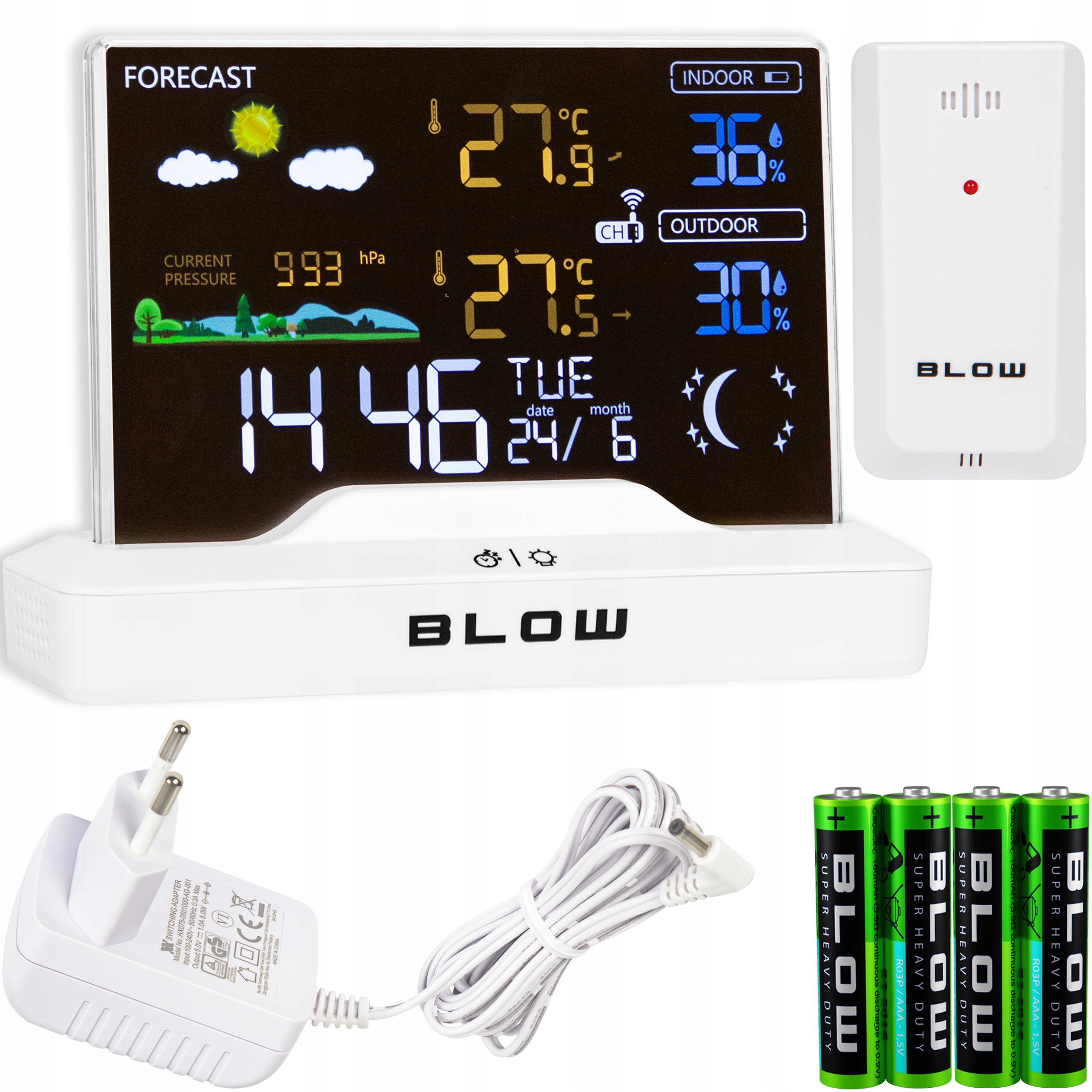 Bezdrátová Meteorologická Stanice, Teploměr, Vlhkoměr, Barometr, Hodiny