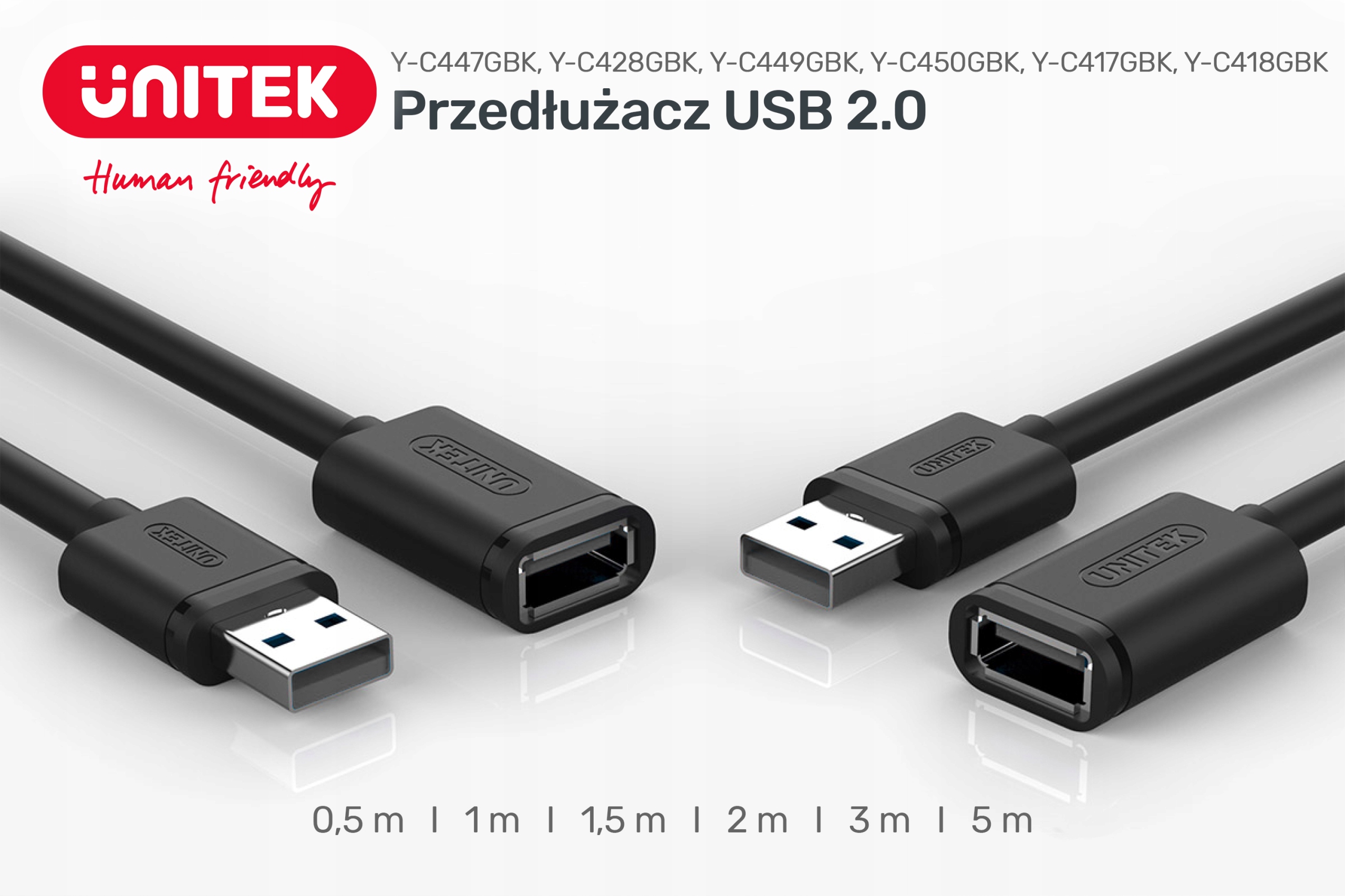 Unitek przewód kabel przedłużacz USB2.0 AM-AF 0,5M Marka Unitek