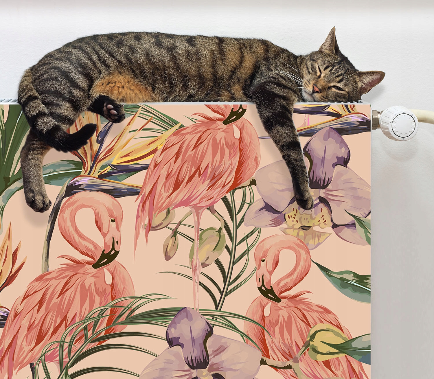 MAGNETYCZNA OSŁONA NA KALORYFER 60x60 FLAMINGI FOTOTAPETA Materiał mata magnetyczna