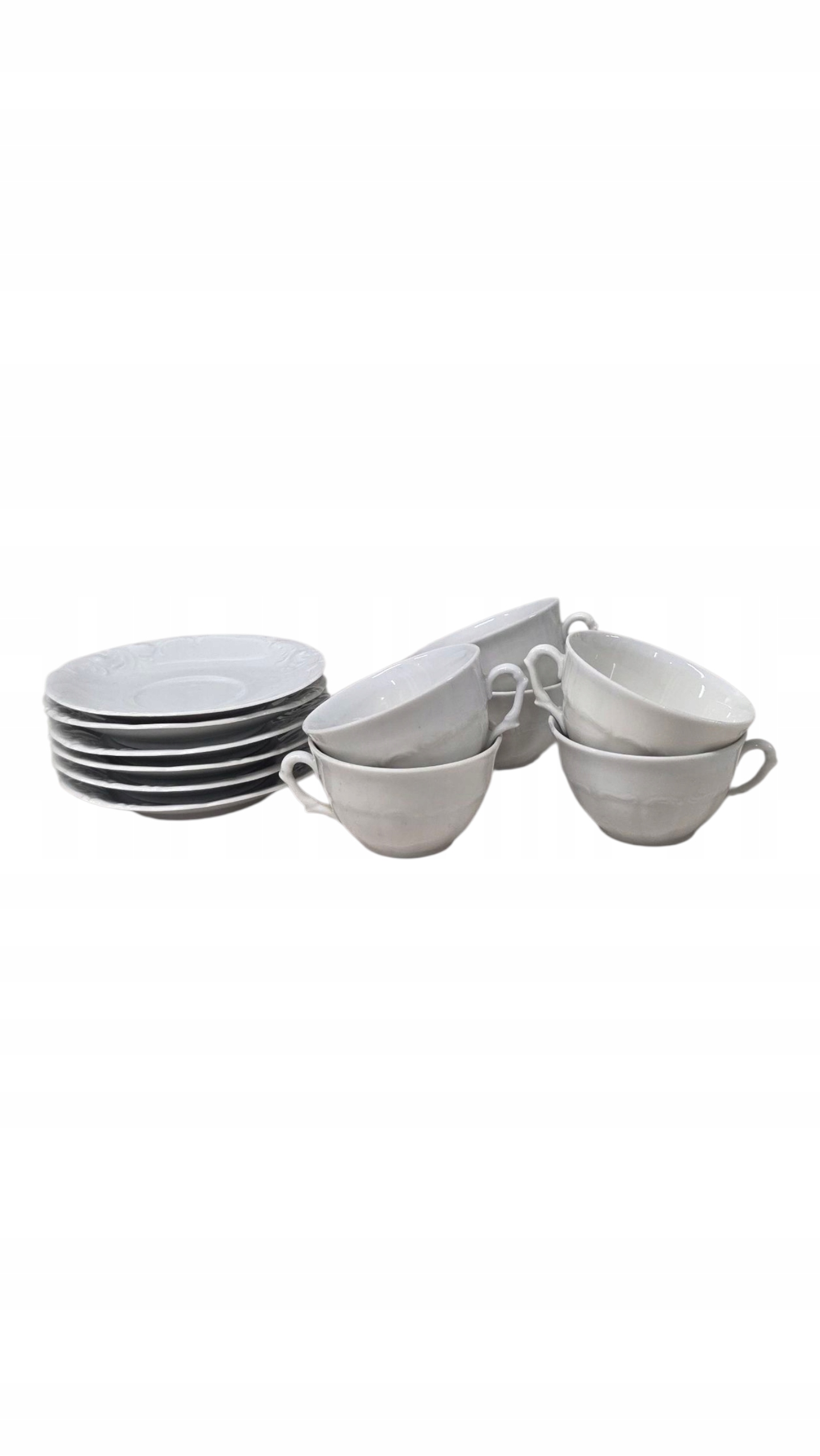 ZESTAW 6 FILIŻANEK ZE SPODKAMI PORCELANA WAWEL