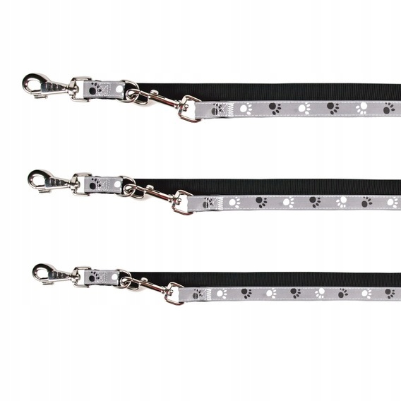

Smycz odblaskowa regulowana Silver Reflect Xs-s