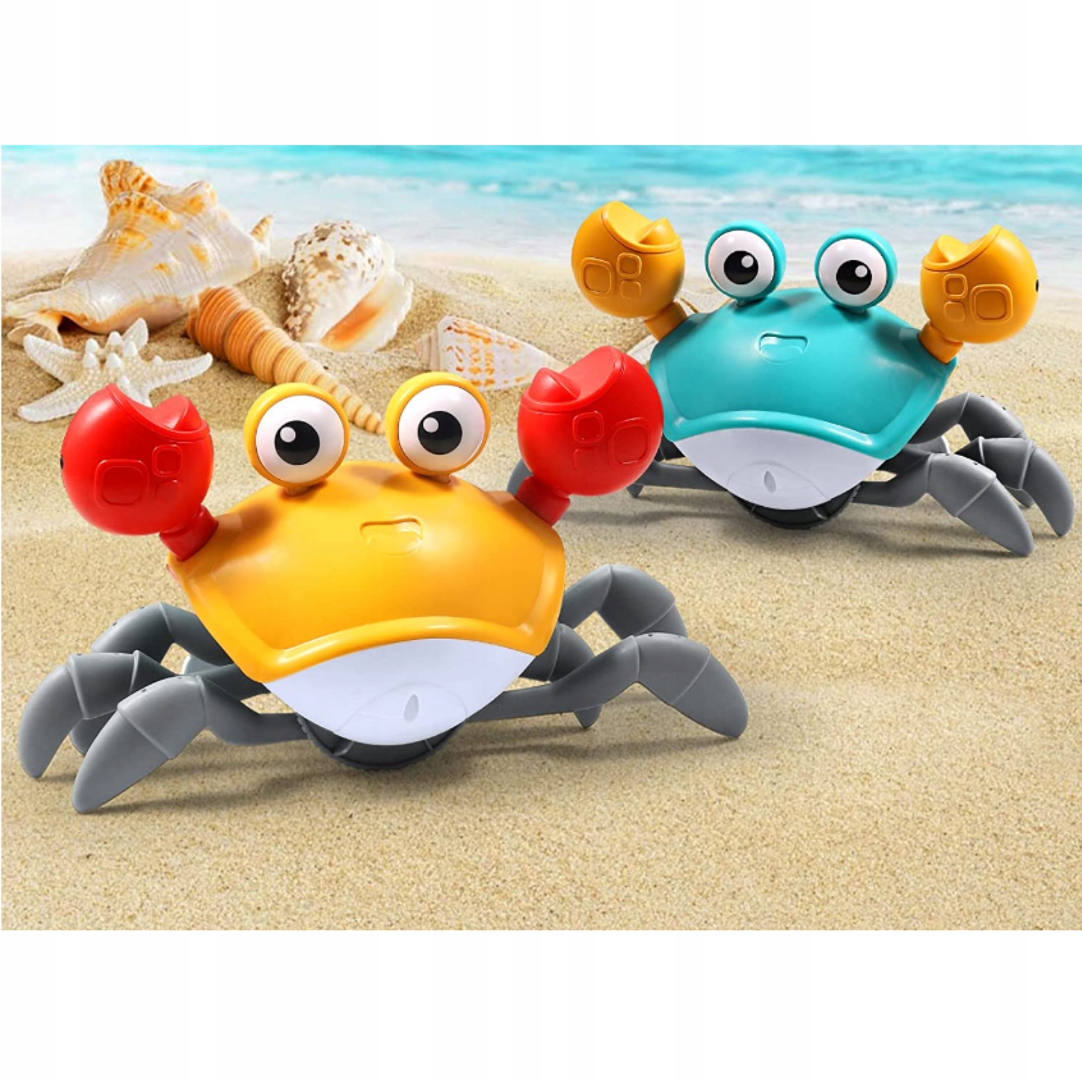 PEŁZAJĄCY UCIEKAJĄCY KRAB INTERAKTYWNY DŹWIĘK MUZYKA GRA CZUJNIK Szerokość produktu 22 cm