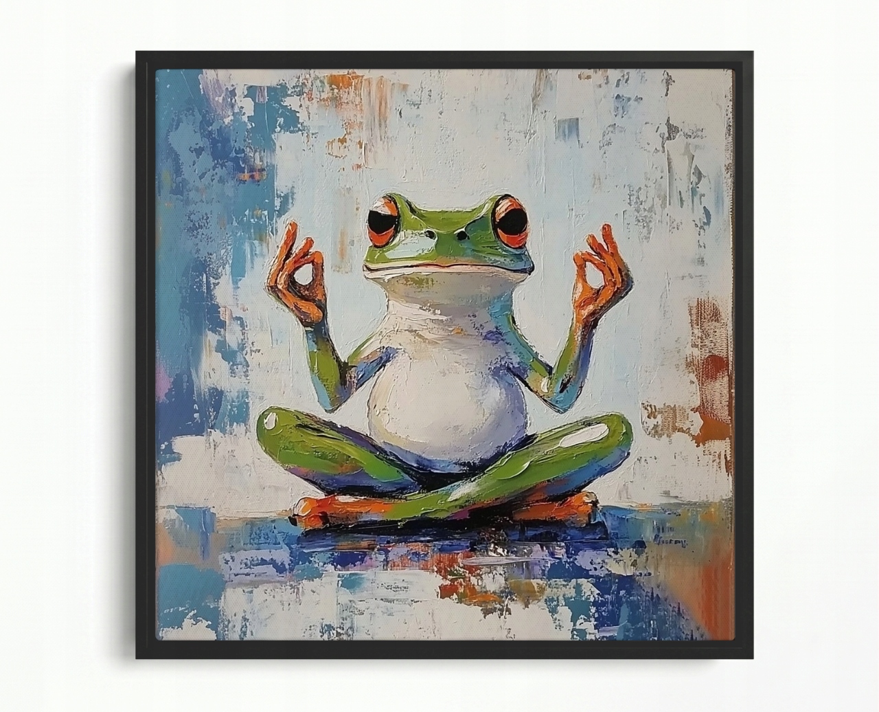 Obraz Rám Americká Krabička Portrét Žába Meditace Harmonie Zen Jóga 40x40