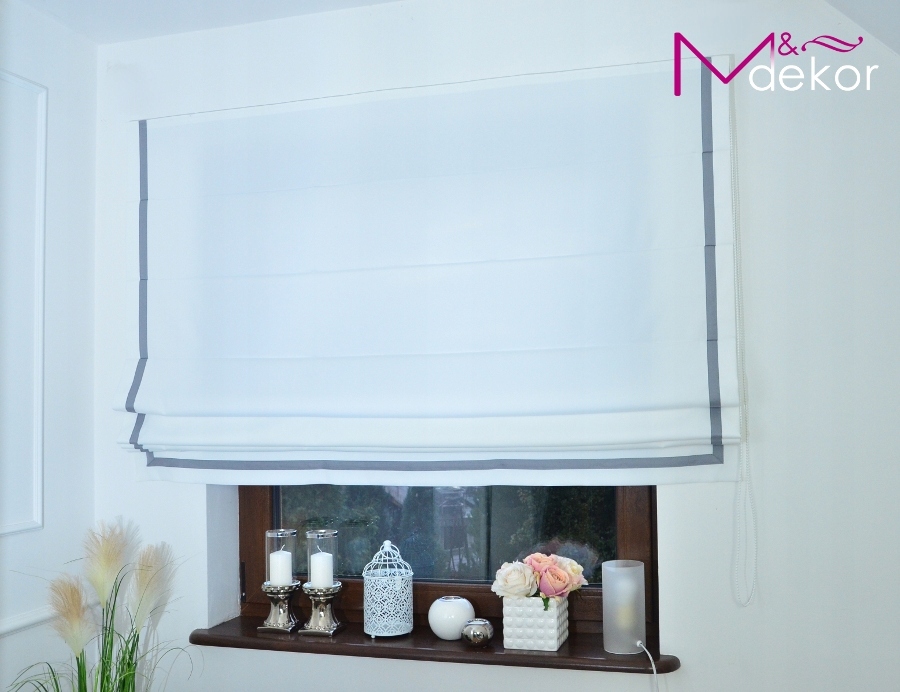 ROLETA RZYMSKA MECHANIZM ŁAŃCUSZKOWY BIAŁA PASY Kod producenta 1