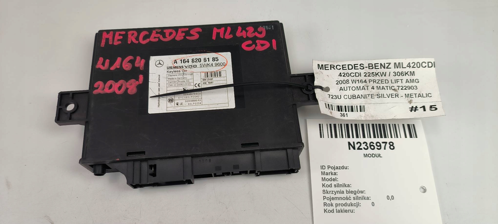 module KEYLESS A1648206185 MERCEDES - BENZ ML 420