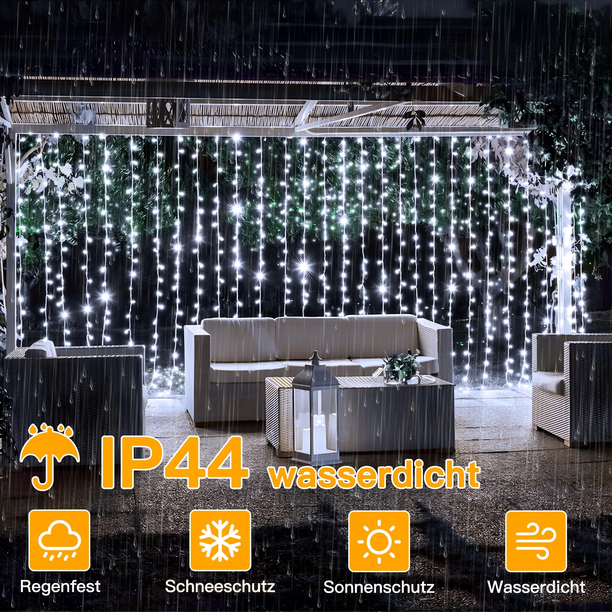 OLLNY GIRLANDA KURTYNA ZASŁONA ŚWIETLNA LAMPKI 3x3M 300 LED USB — miniatura 6