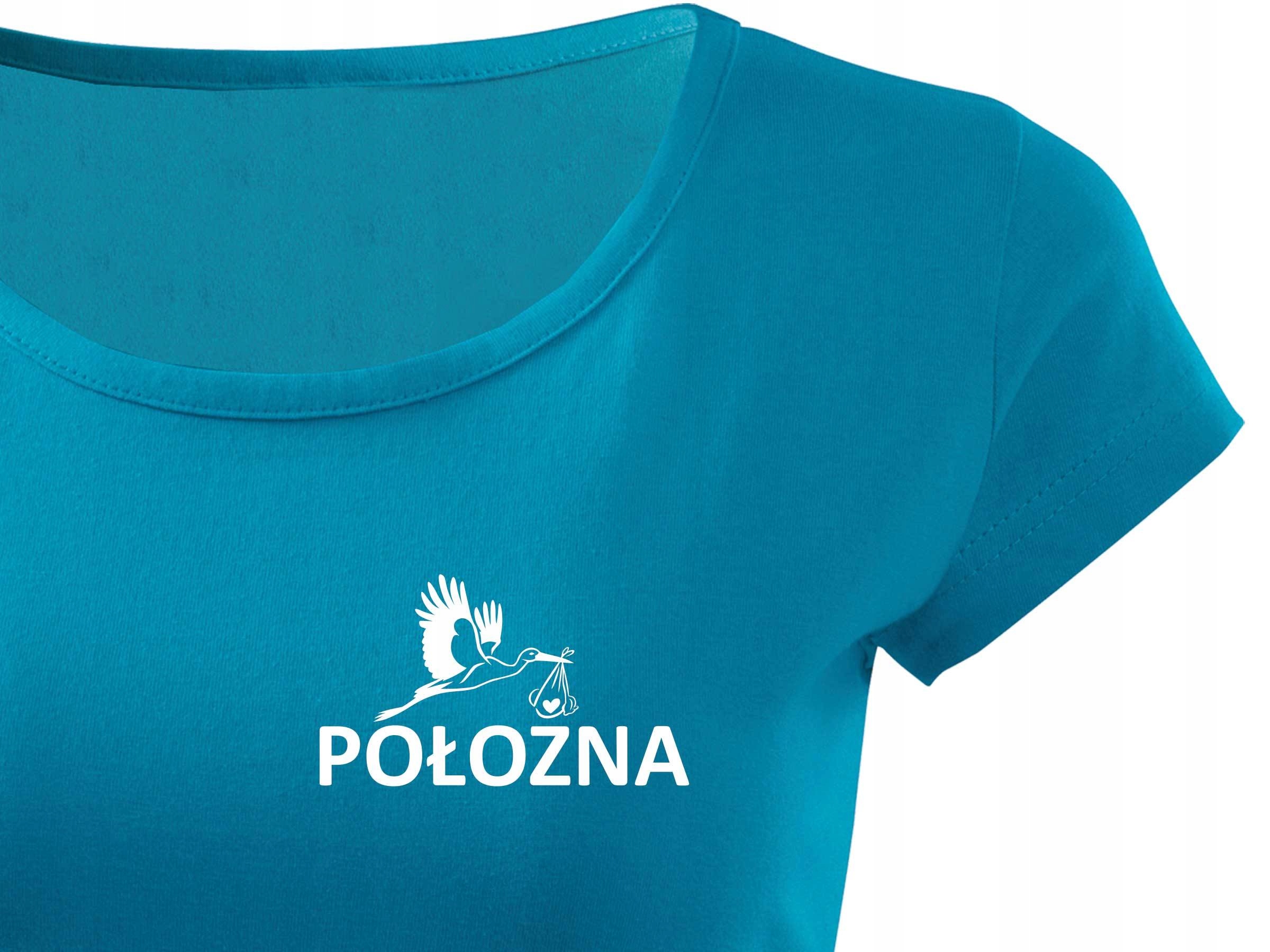 

Naturalna koszulka bawełniana damska wzór Położna