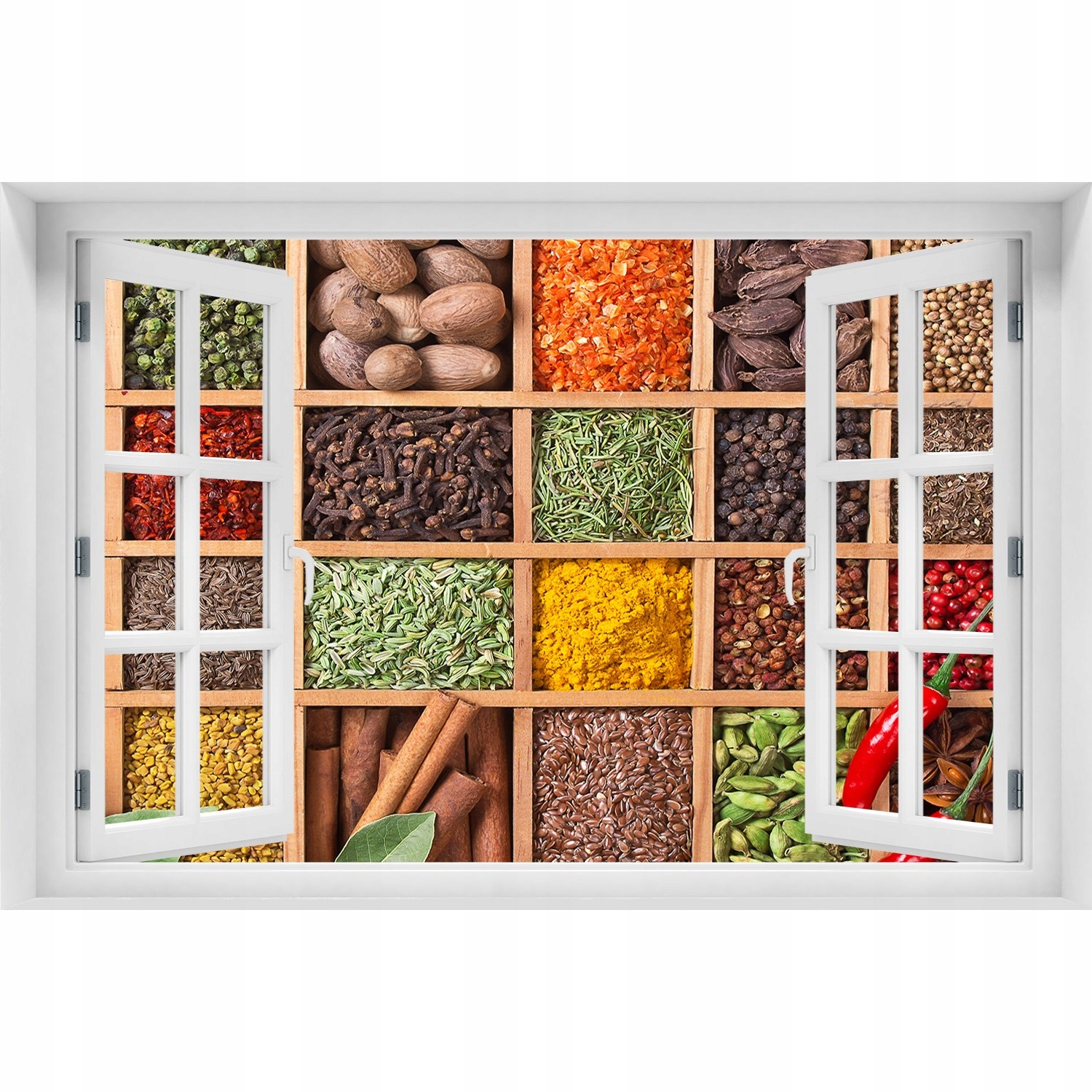 

Okno Naklejka na ścianę Przyprawy i zioła 120x80