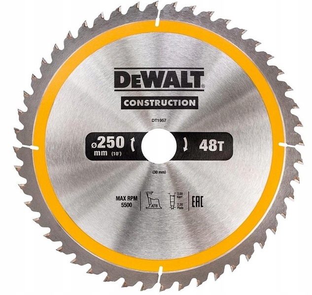Kotoučová pila DeWalt 250x30 mm 48T, DT1957-QZ