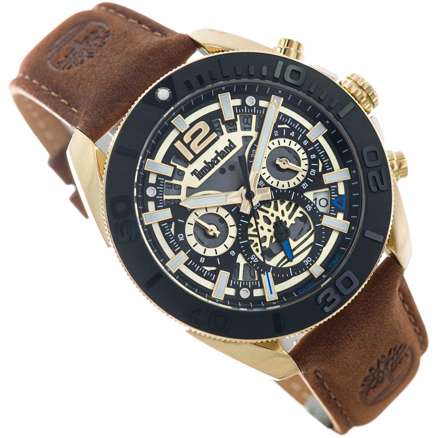 Pánské Hodinky Timberland TDWGF0041702 Marshfield Hnědé S Řemínkem Dual Time