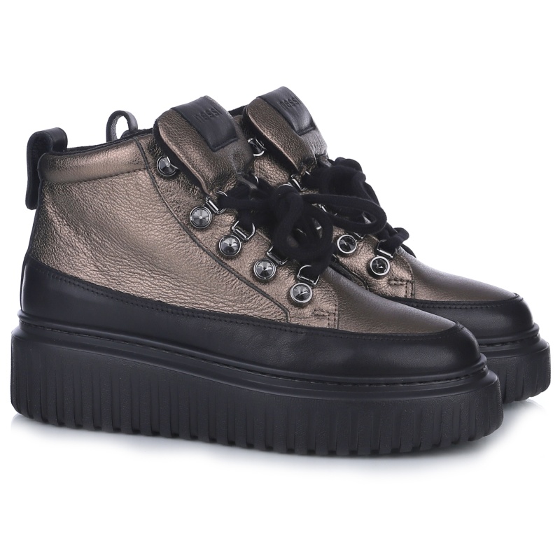 Dámské kotníkové boty Nessi 24666 černá zlato zateplené Kůže VEL.36