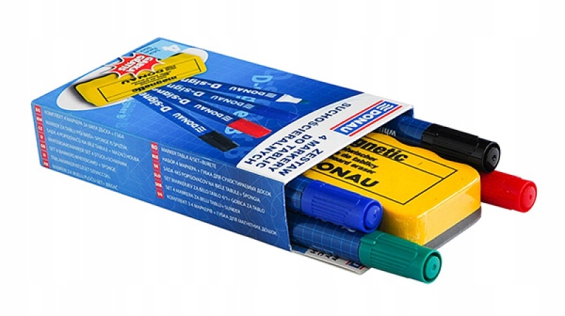 Marker Suchościeralny 4 kolory + Gąbka Donau Marka Donau