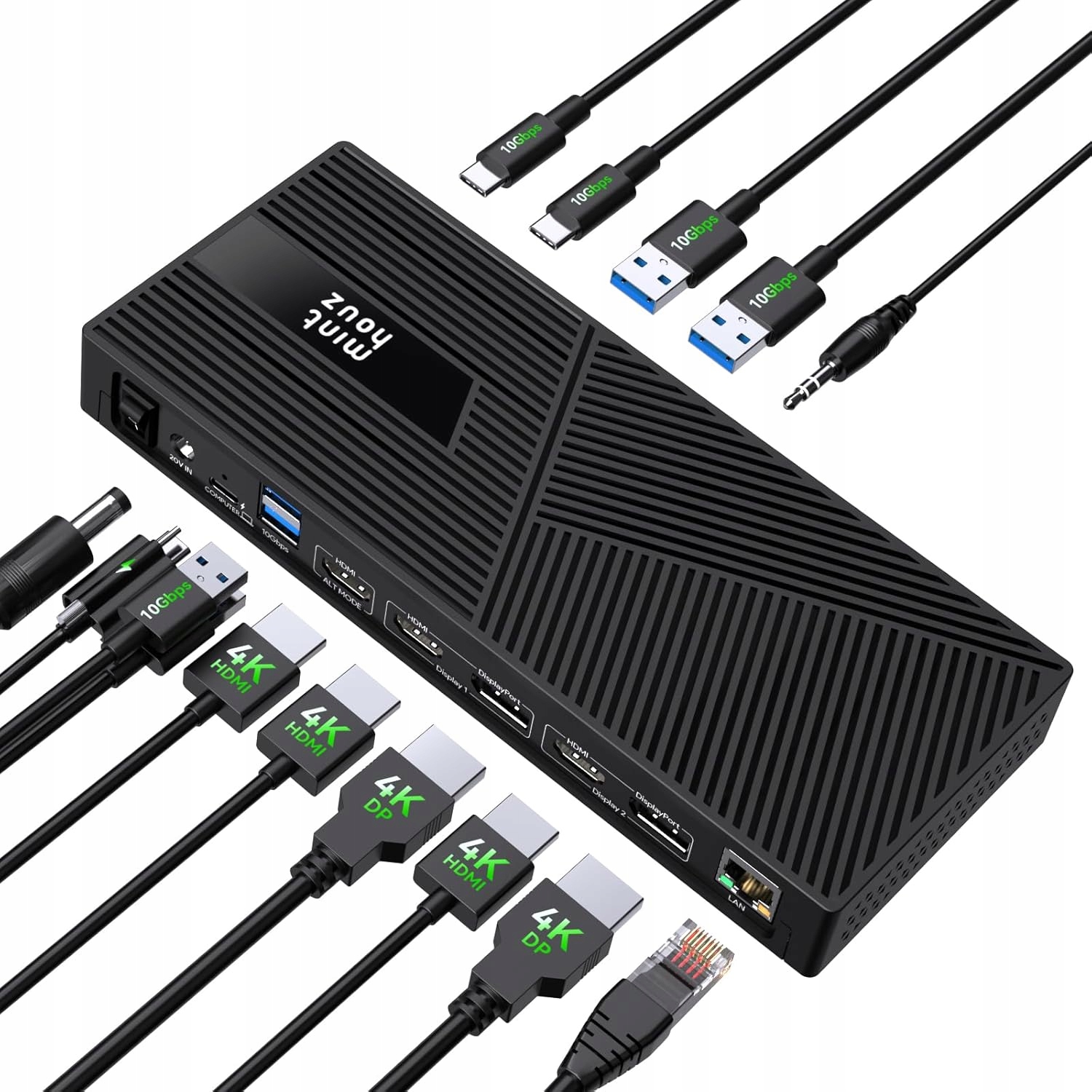 Nabíjecí Stanice Dokovací Hub Napájecí Zdroj Minthouz 3X4K@60HZ Usb Ethernet Hdmi
