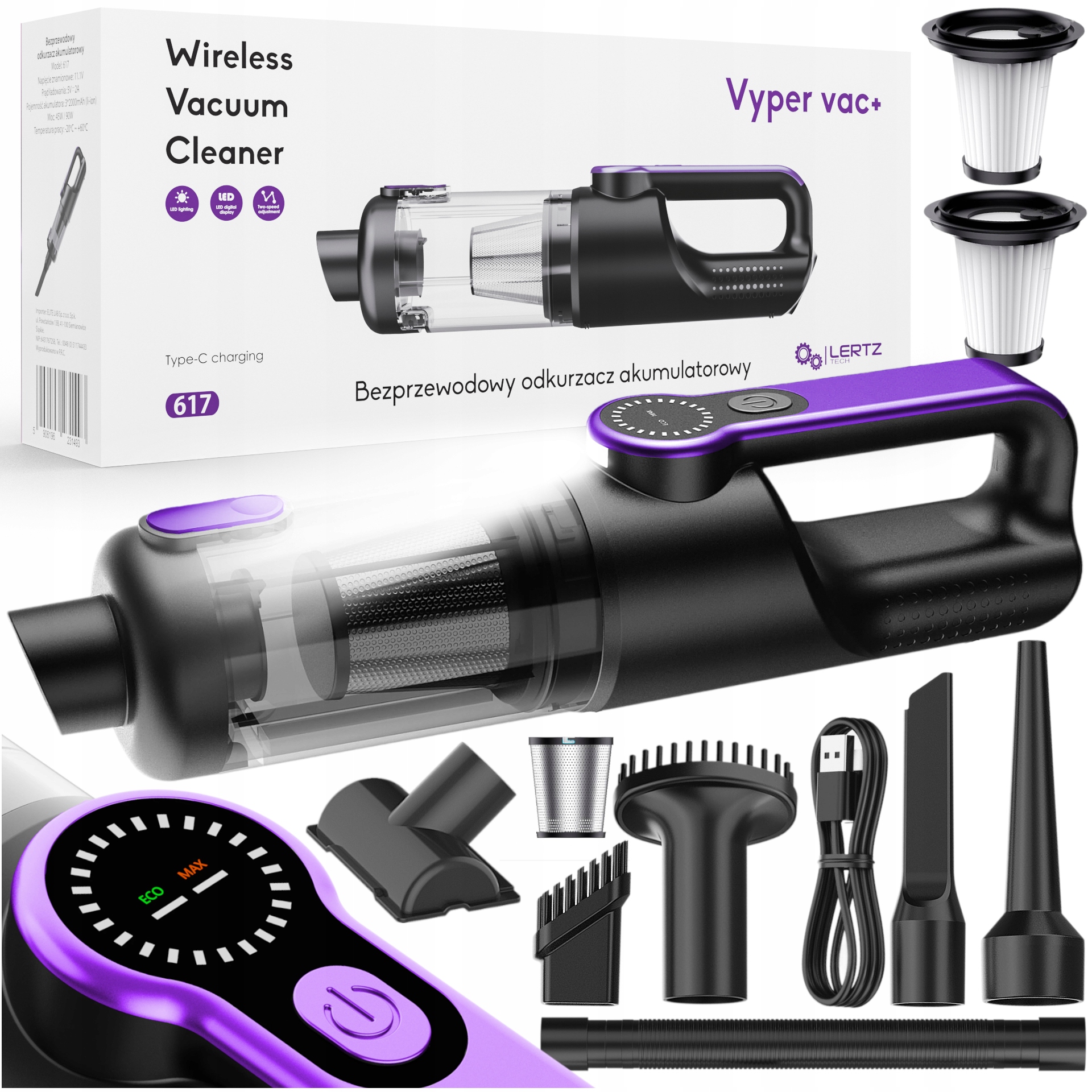 Odkurzacz Ręczny Bezprzewodowy Akumulatorowy Samochodowy Duża Moc 16000Pa