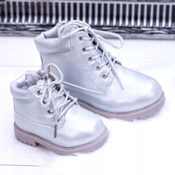 Dziecięce Ocieplane Srebrne Trapery r.30 Marka bez marki