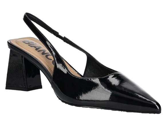 Bianco Dámské Lakované Lodičky S Odkrytou Patou, Černé, Velikost 38 T7E