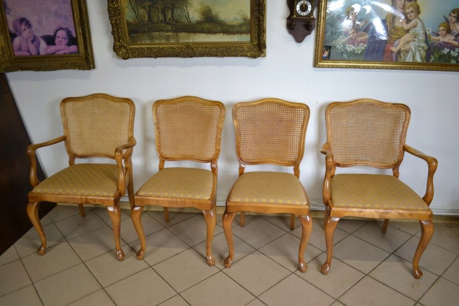 KOMPLET 4 SZTUK KRZESEŁ, LUDWIKOWE, RATANOWE