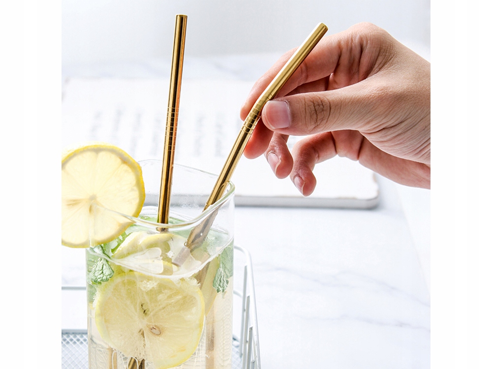 SŁOMKI METALOWE RURKI WIELORAZOWE + CZYŚCIKI EKO Materiał metal