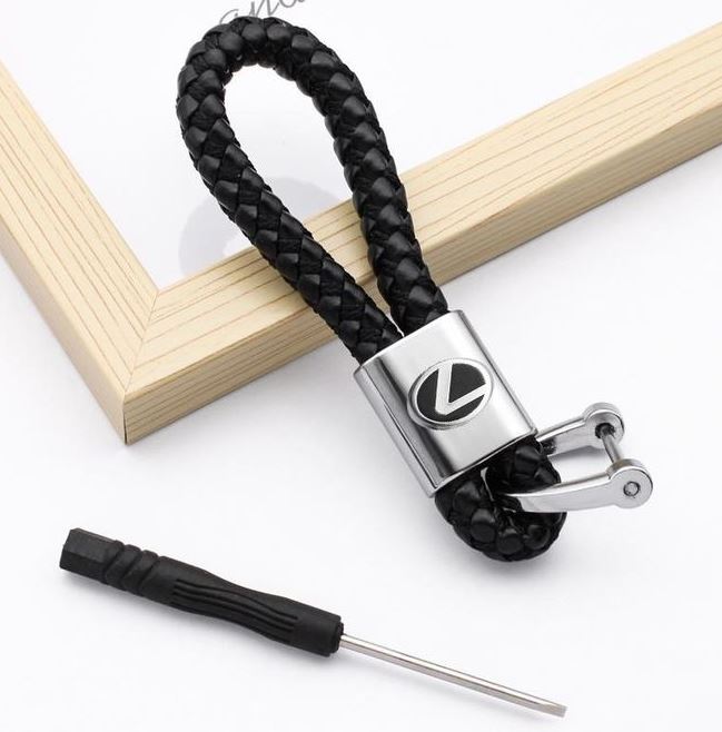 Lexus Brelok Skóra Pleciony Czarny