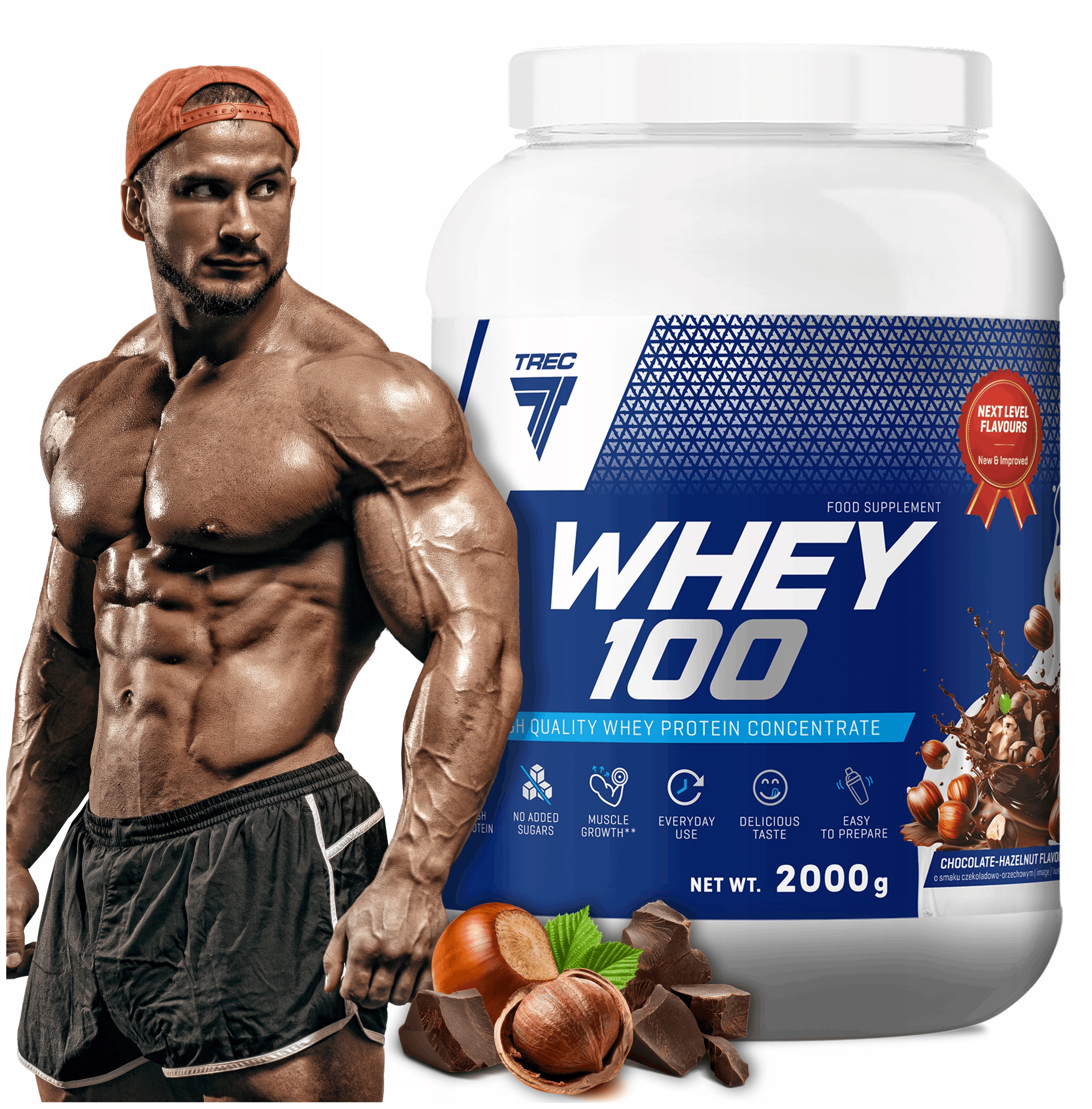 Vynikající Protein Wpc Trec Whey 100 2000 g Bílkovin Na Hmotě Bez Přidaného Cukru