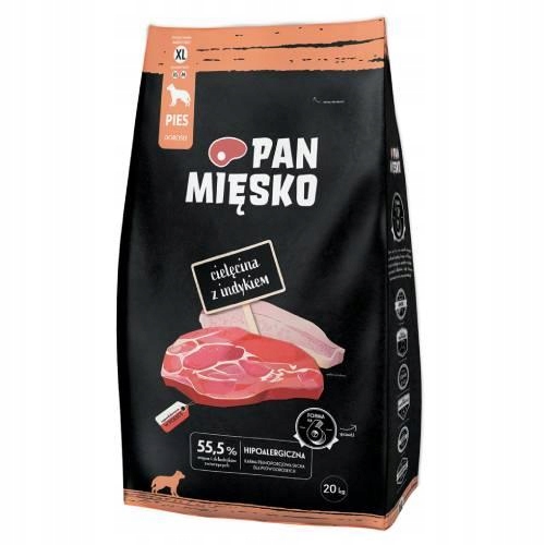 Cielęcina z indykiem karma sucha dla psa Pan Mięsko chrupki XL, 20 kg