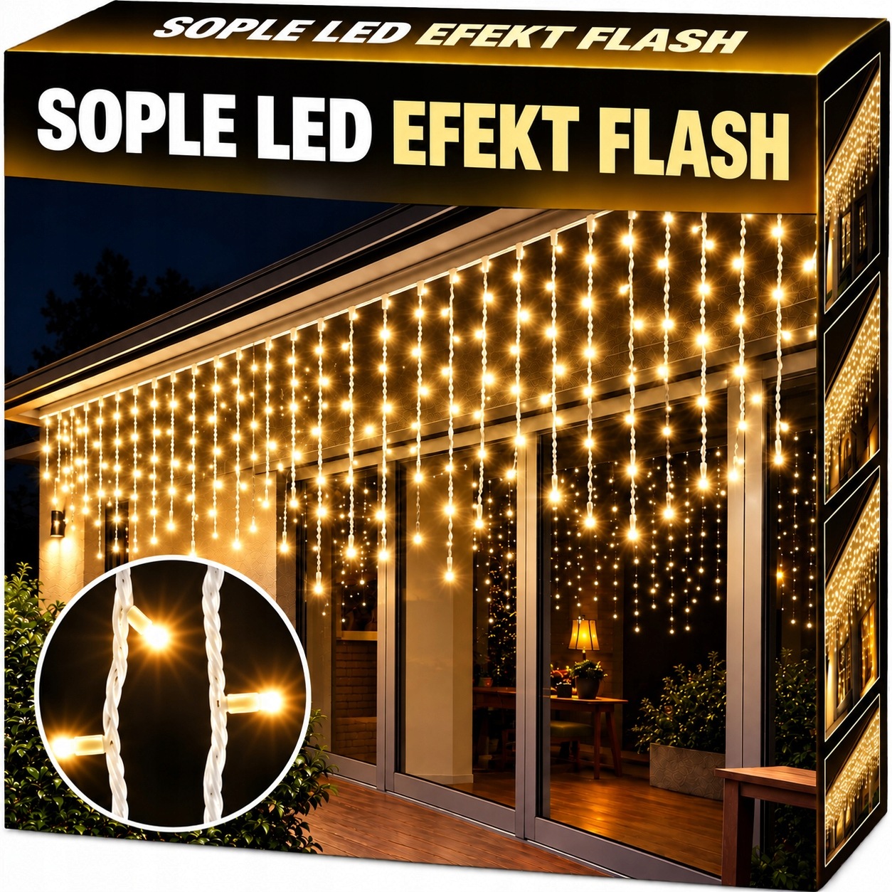 Rampouchy 500 Led 25 M Teplá Bílá Bílá Záclona Venkovní Osvětlení IP44