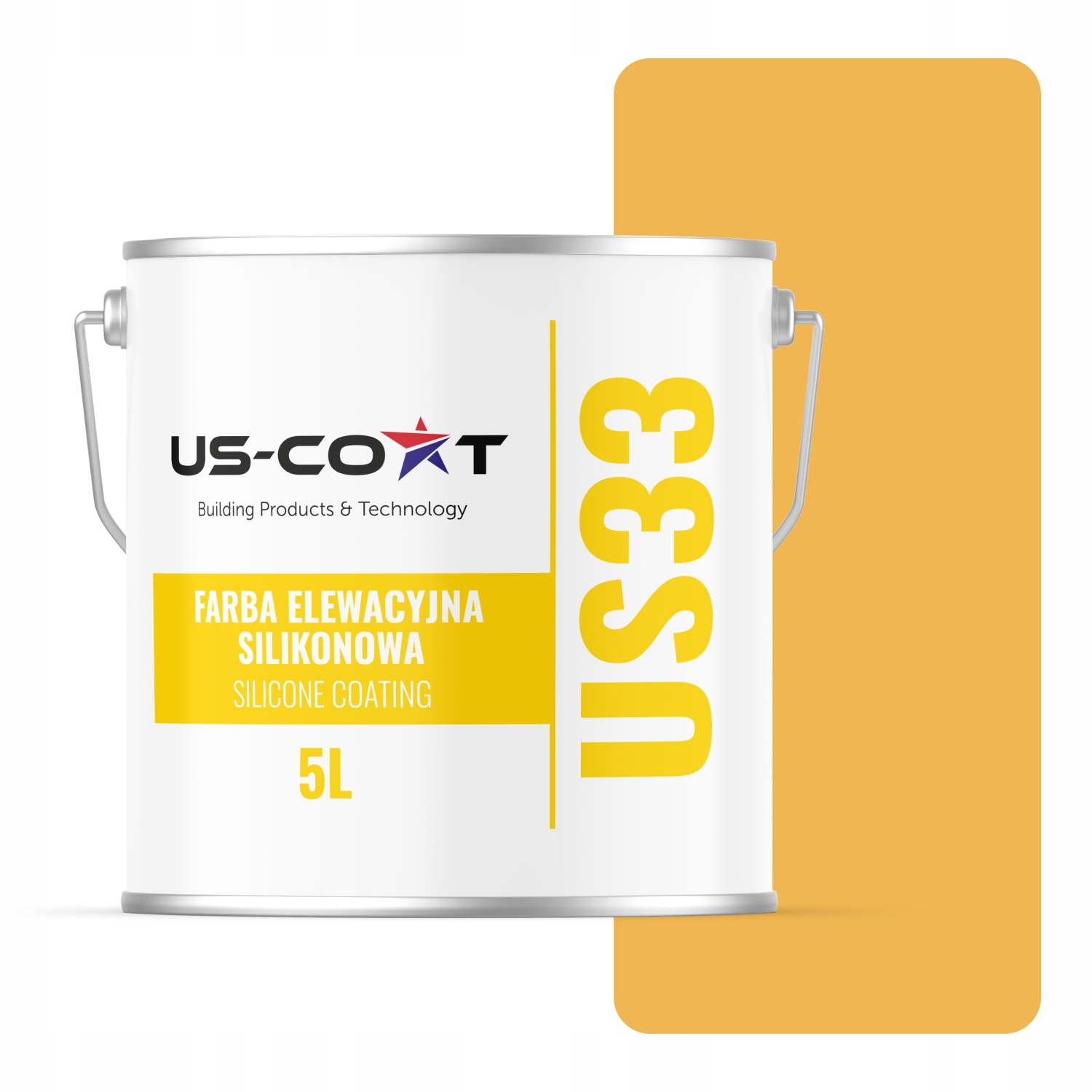 Fasádna Farba Silikónová Žltá Intenzívna F636 Uv 5L Poľský Výrobca