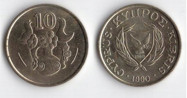 CYPR 1990 10 CENTS STARSZE GODŁO