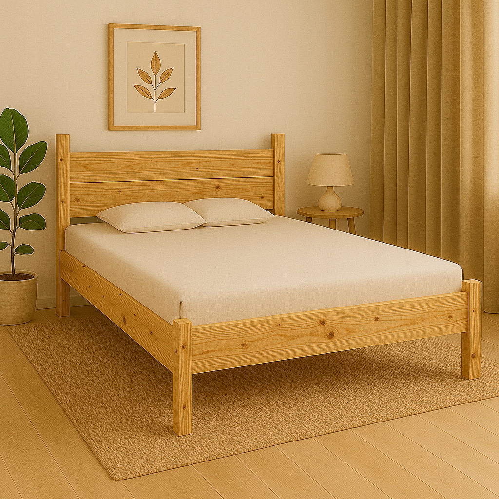 Dřevěná postel 160x200 Leaf vyvýšené rošty Pevné Klasické Jednoduché Eco