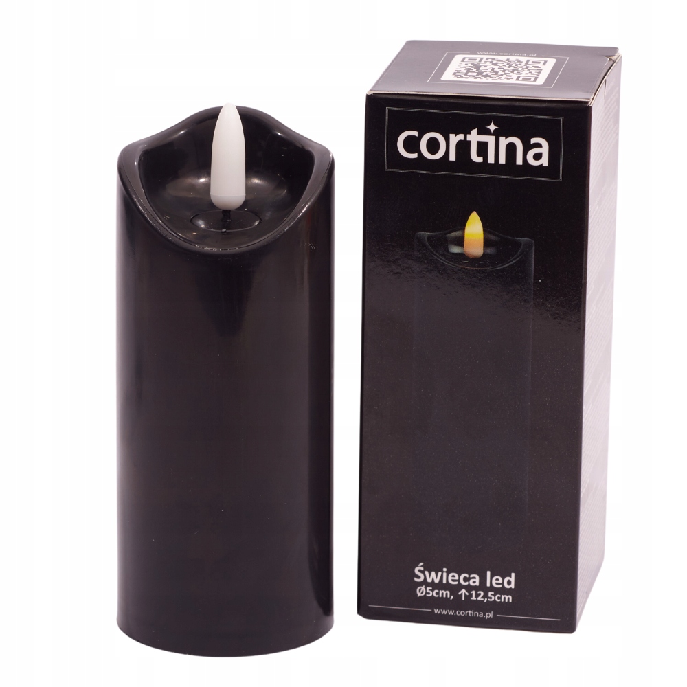 ŚWIECA WALEC LED ŚWIECZKA STOŁOWA CZARNA 12,5CM ŚWIECZKA LED NA BATERIE