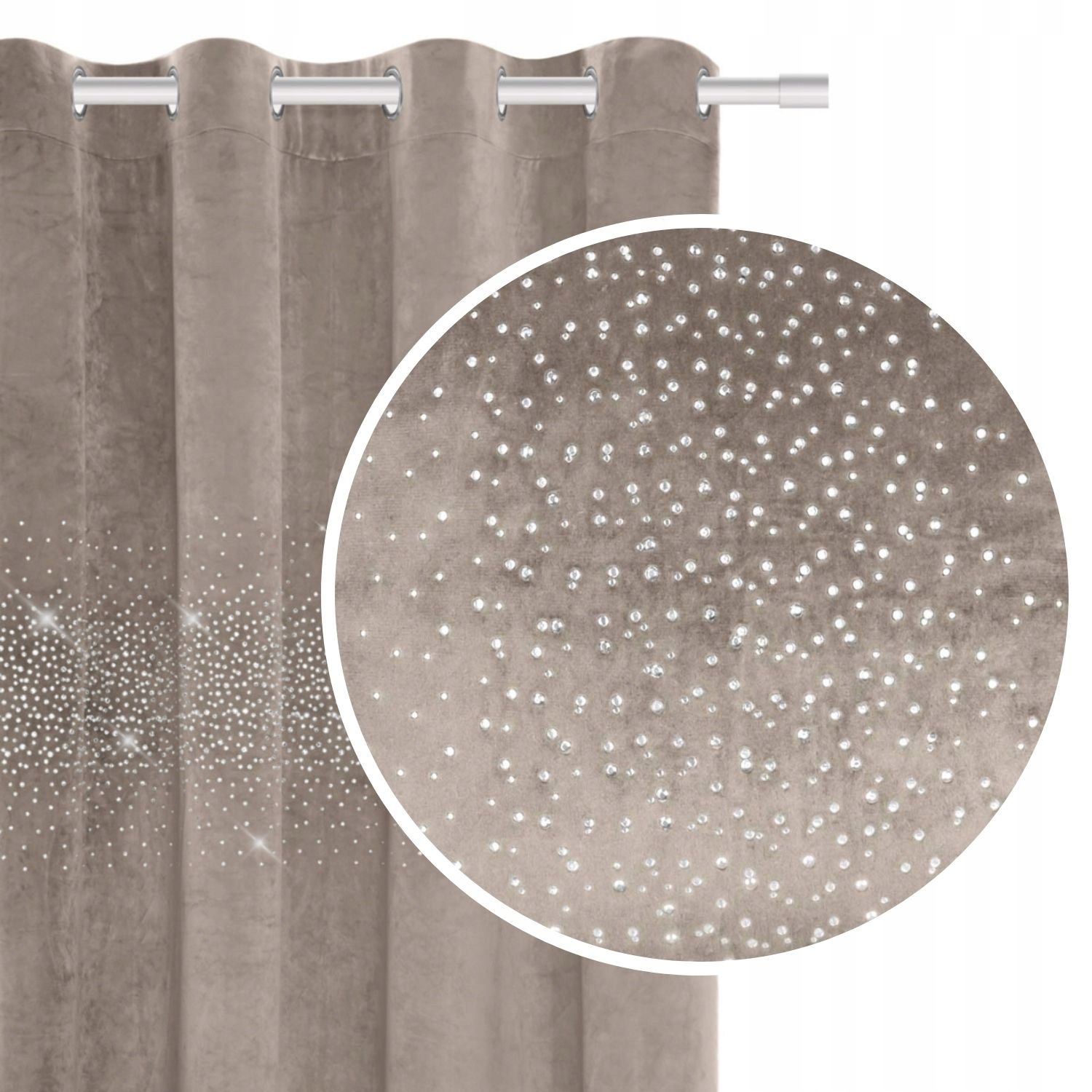 

C. Beż Zasłona Welur Z Kryształkami 140X250 Shiny