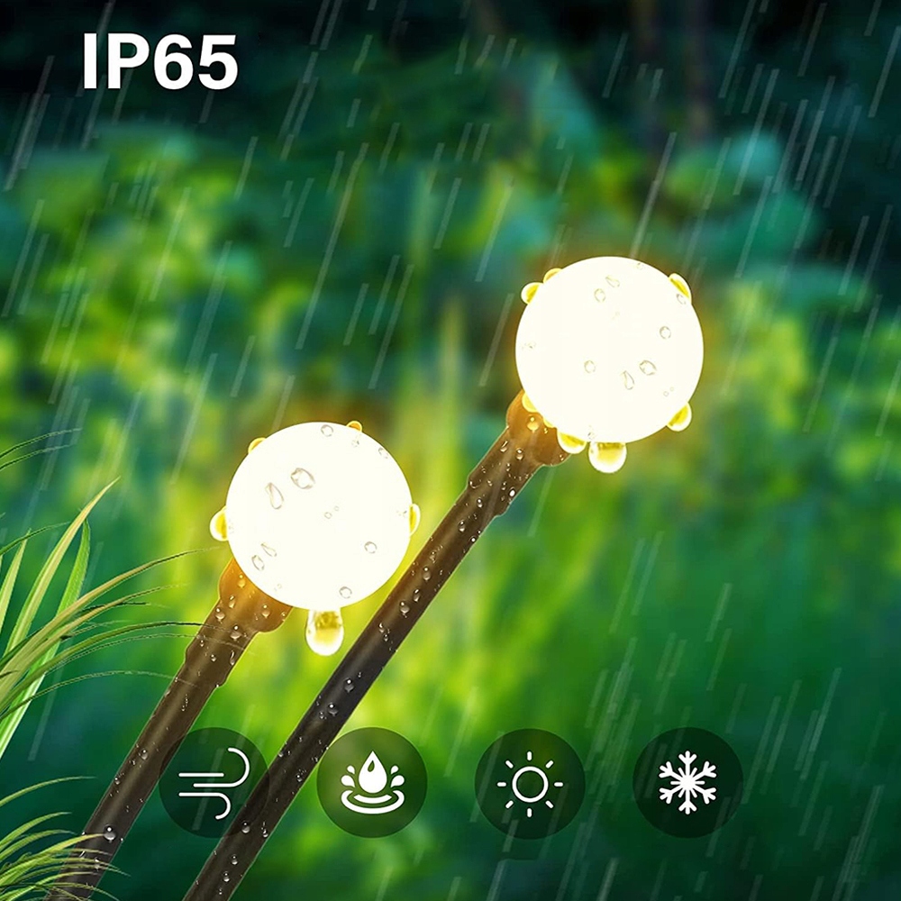 WBIJANA LAMPA SOLARNA KULECZKI LAMPKI OGRODOWE WODOODPORNE 8LED 4SZT +PILOT Wysokość całkowita 73 cm