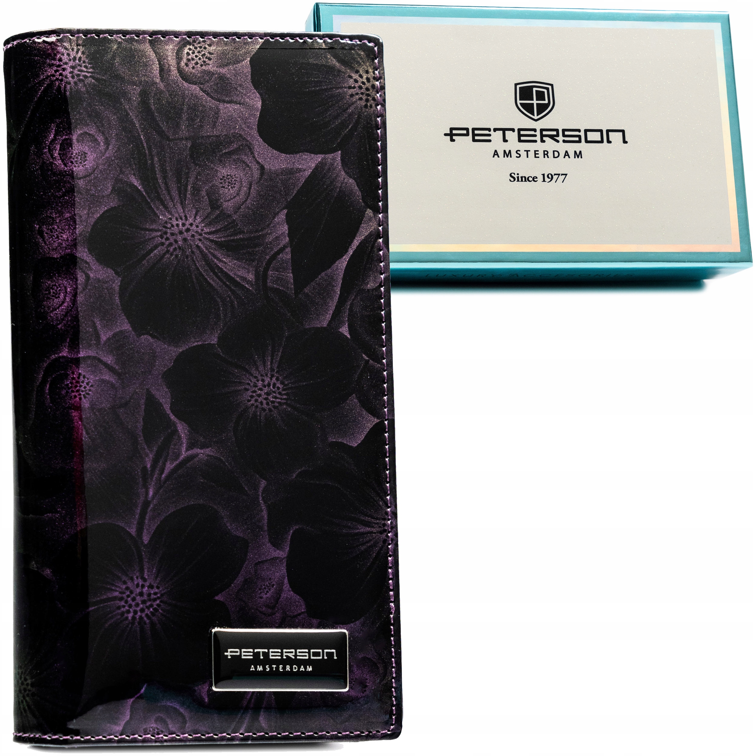 Portfel duży damski skórzany Rfid Stop Peterson pionowy na magnes suwak