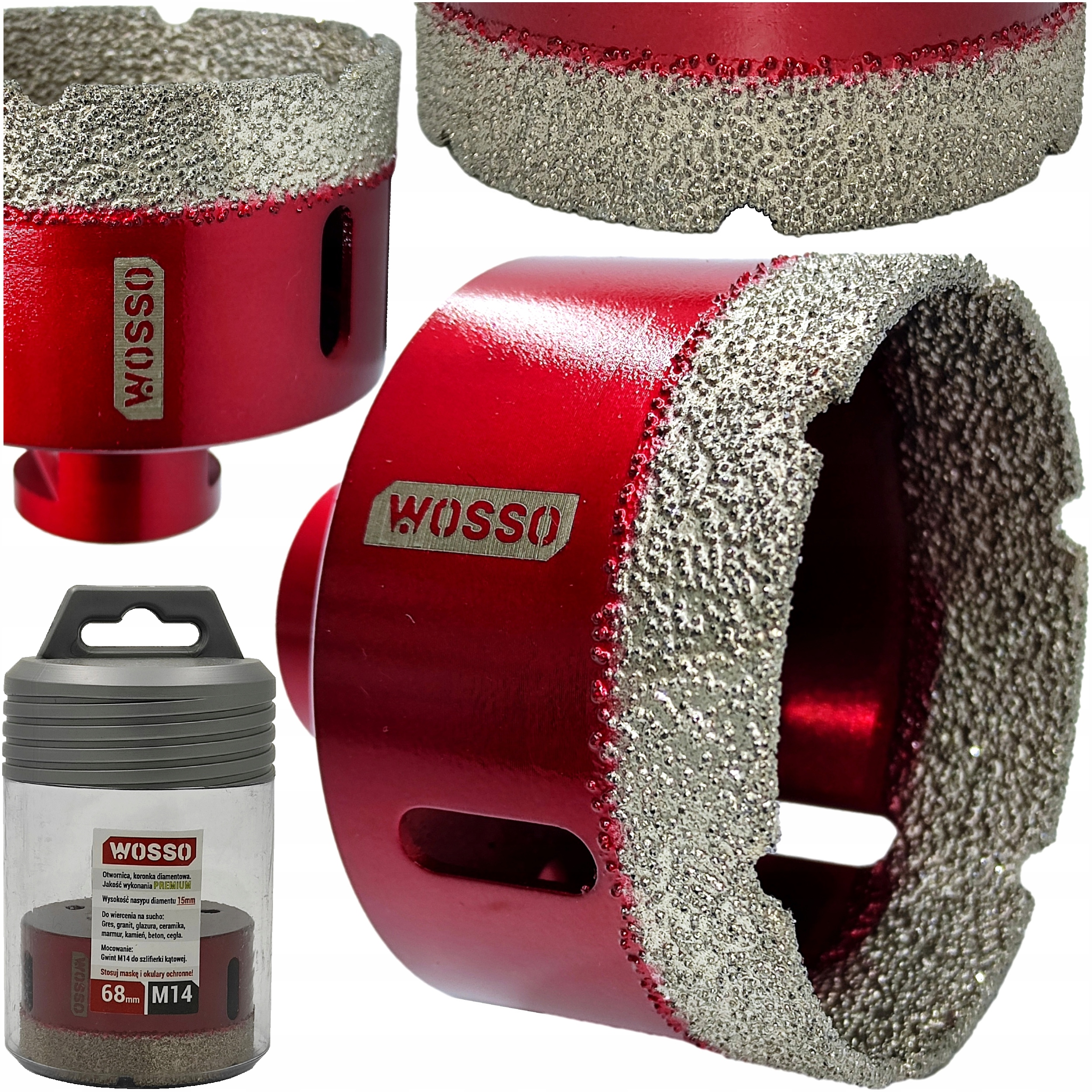 

Otwornica Koronka Diamentowa Wiertło 68mm M14 Gres