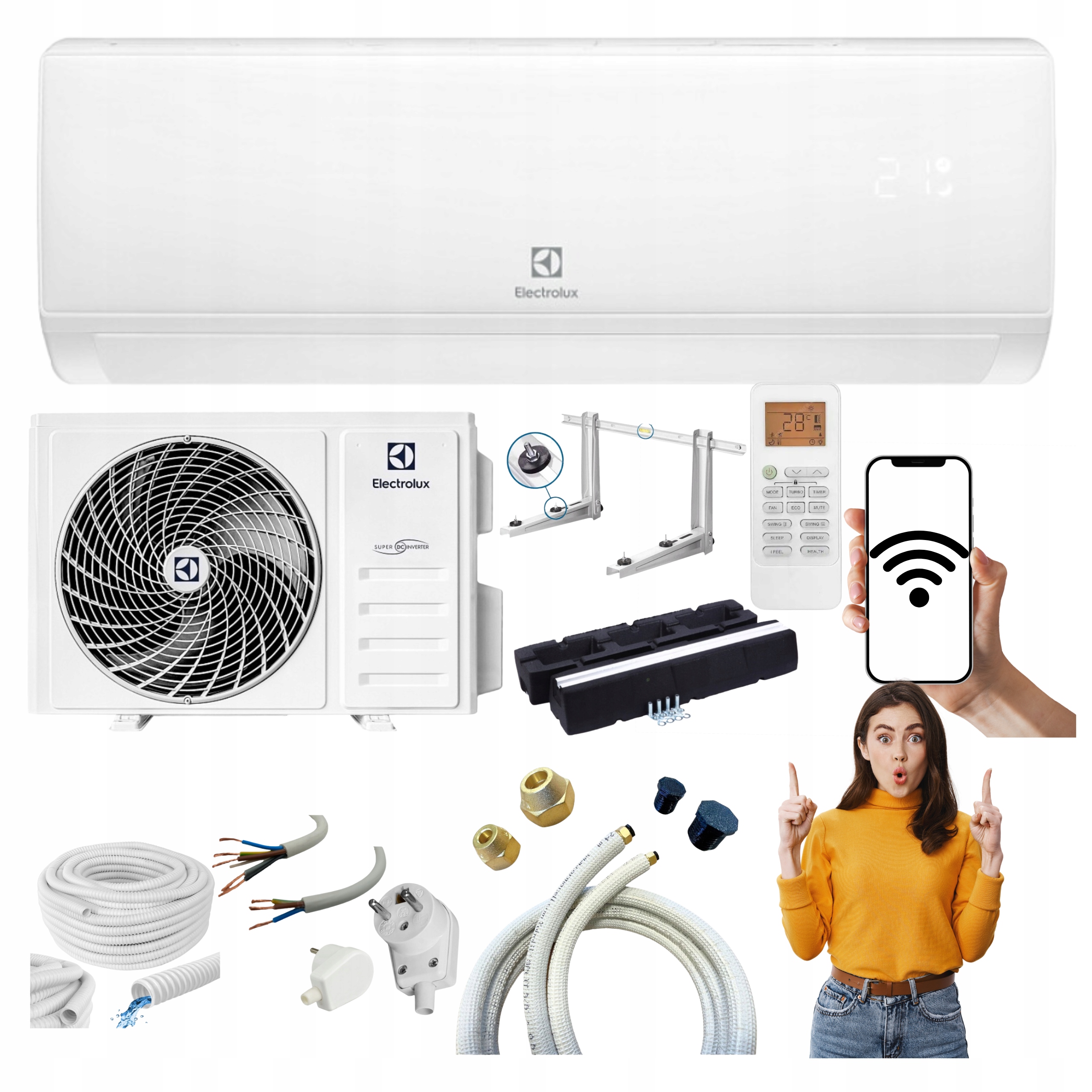 Nástenný klimatizátor Electrolux Hel 3,5 kW 40 m2 WiFi Samostatná Montáž
