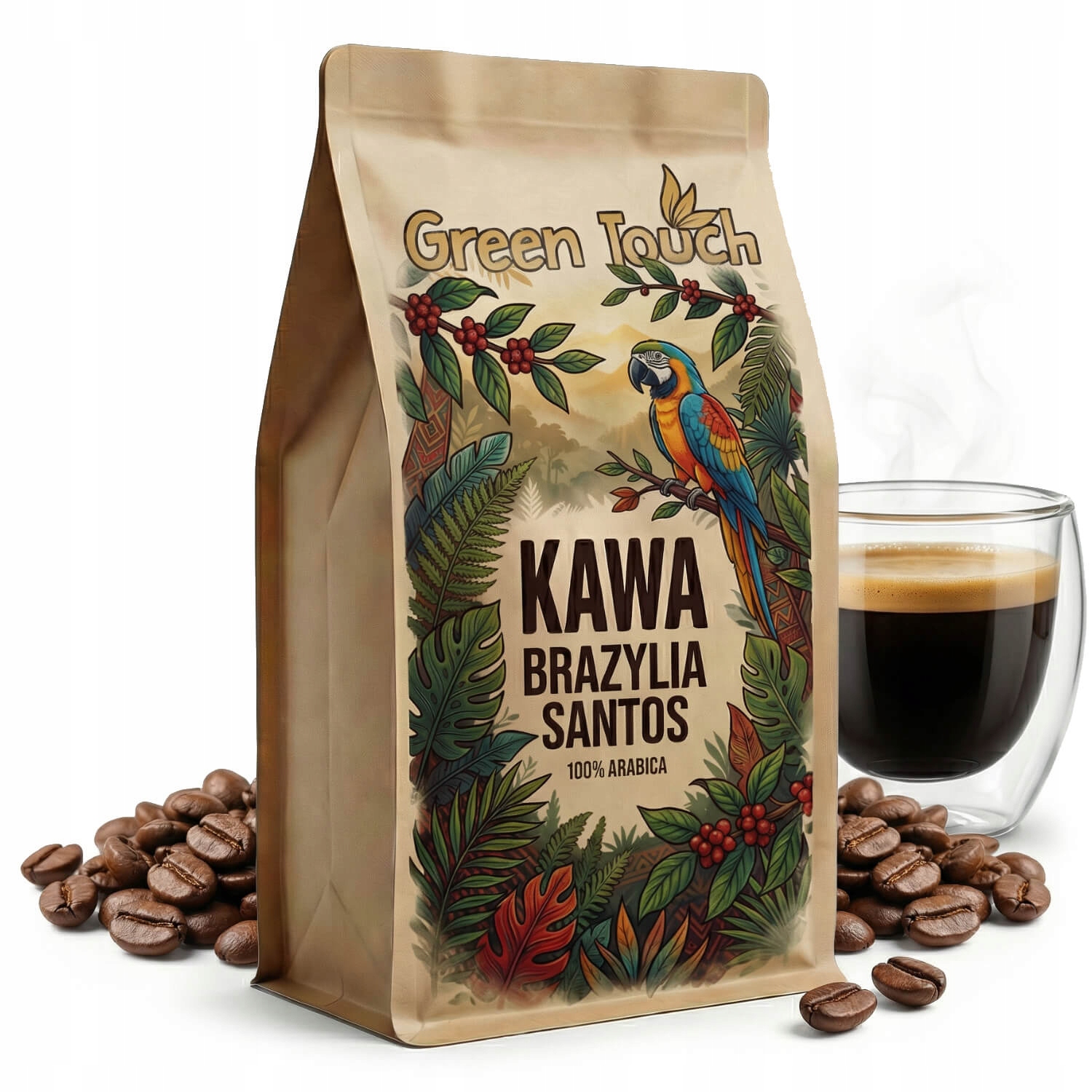 Káva zrnková Brazílie Santos 100% arabica čerstvá 1 kg Green Touch