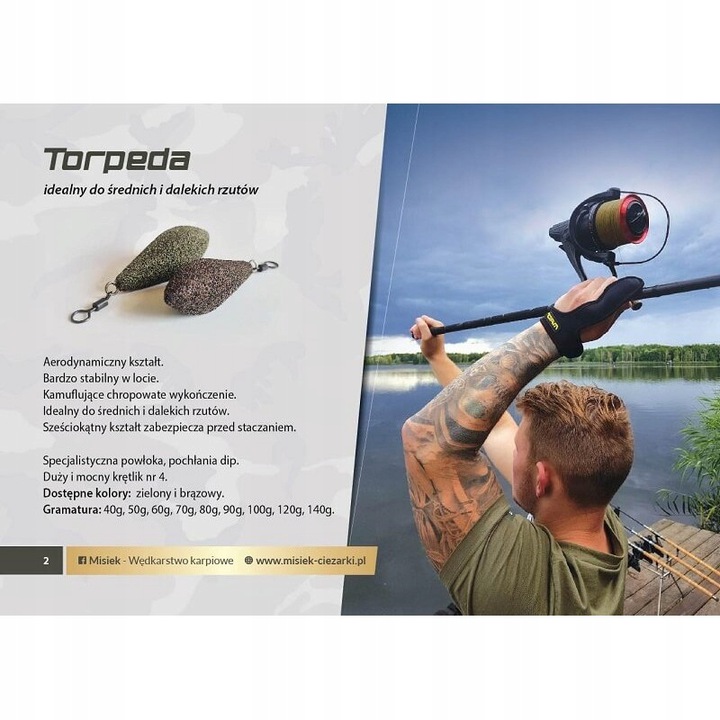 MISIEK CIĘŻARKI - Ciężarek -TORPEDA brązowa 50g Kod producenta m502