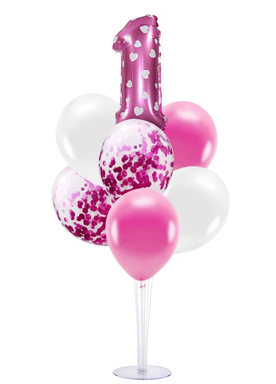 

Stojak na balony z konfetti balon cyfra 1 Roczek