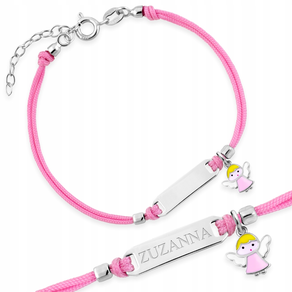 Bransoletka Srebrna 925 dla Dziewczynki z Imieniem Aniołek na Chrzest Marka Murrano