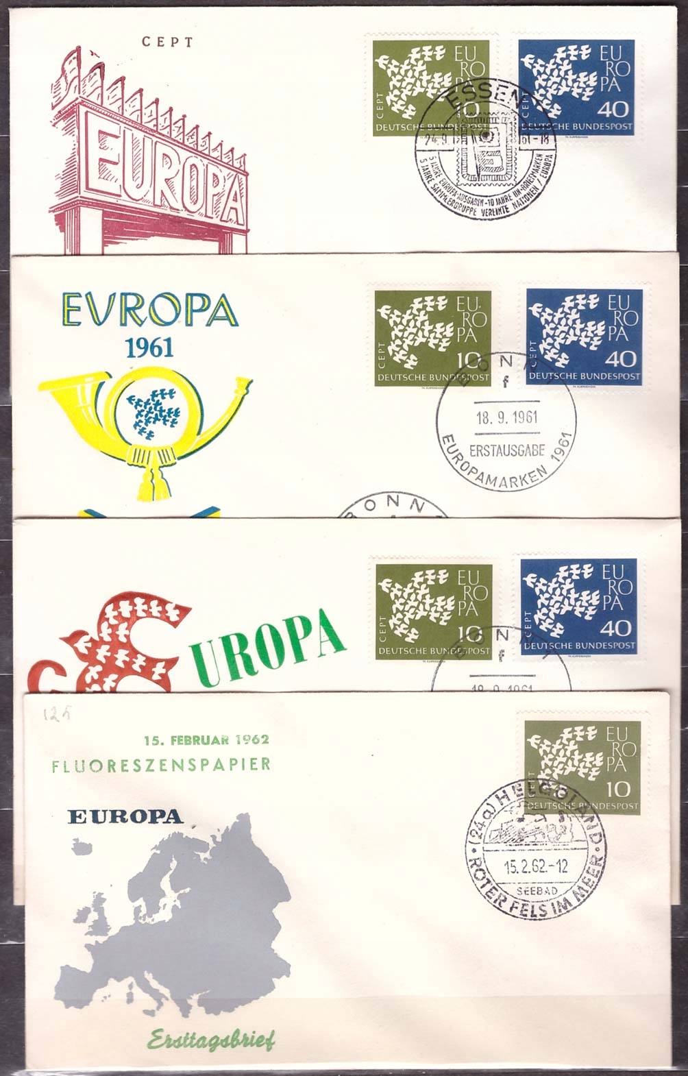 Niemcy Bund CEPT Europa koperty FDC 1961 (2)